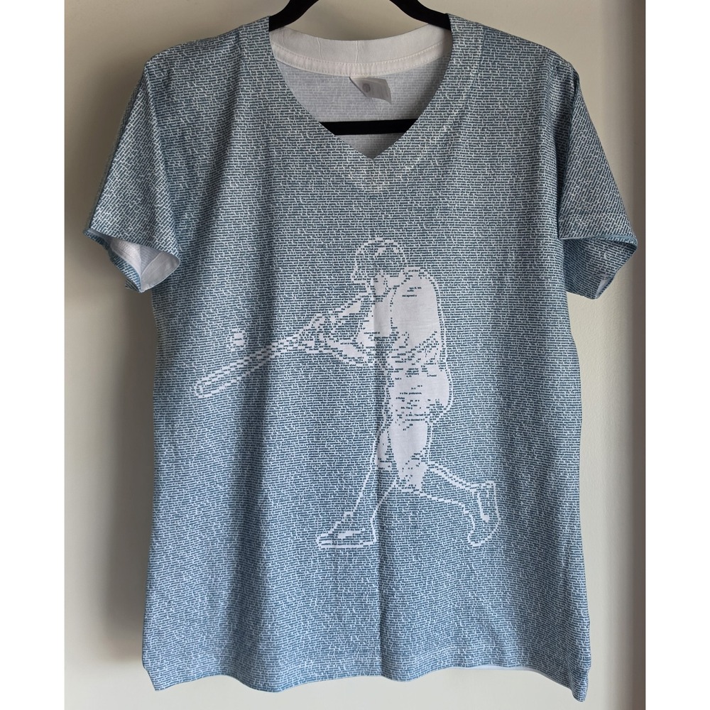 Litographs Original Rules Baseball T-Shirt M Blue V-Neck Short Sleeve Tee Top